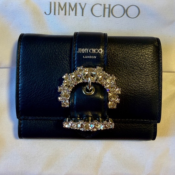 NEW IN BOX - JIMMY CHOO Cheri Leather Trifold Wallet Card Case - Cosmos Black - Picture 6 of 6